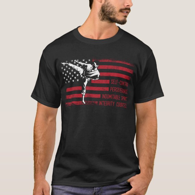 5 Tenets American Taekwondo Fighting T-Shirt (Front)