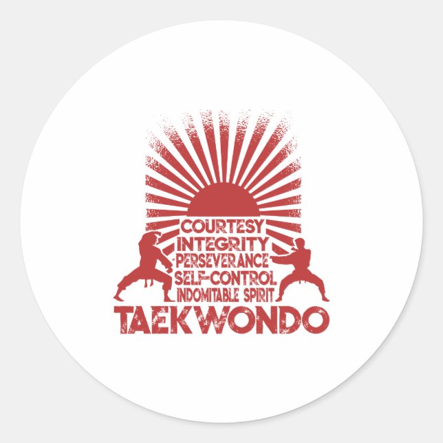 5 Tenets Of Taekwondo Classic Round Sticker (Front)