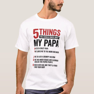 5 Things About My Papa Funny Vintage Shirt Design_