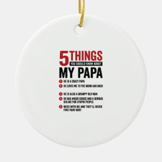 5 Things About My Papa Funny Vintage Shirt Design_ Ceramic Tree Decoration