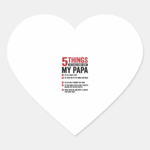 5 Things About My Papa Funny Vintage Shirt Design_ Heart Sticker