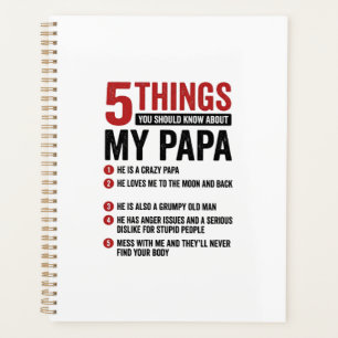 5 Things About My Papa Funny Vintage Shirt Design_ Planner
