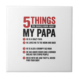 5 Things About My Papa Funny Vintage Shirt Design_ Tile
