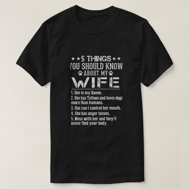 5 things my wife Shirt (Design Front)