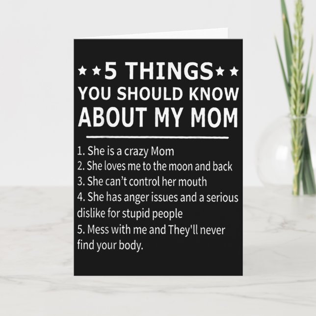 5 Things You Should Know About My Mum Tee Shirt Gi Card (Front)