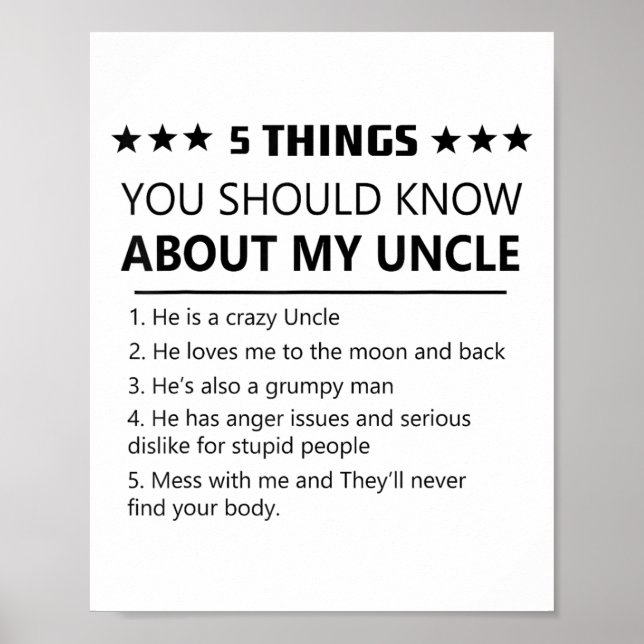 5 Things You Should Know About My Uncle-funny Fami Poster (Front)