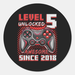 5 Unlocked Awesome 2018 Video Game 5th Birthday 1 Classic Round Sticker