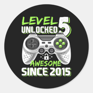5 Unlocked Awesome Since 2015 Video Game 5th Birth Classic Round Sticker