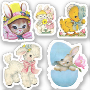 5 Vintage Easter Stickers