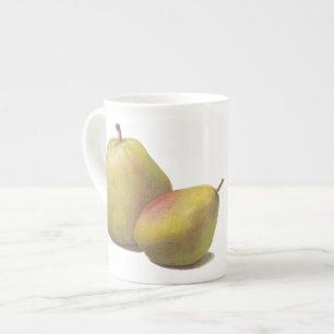 5 vintage pears illustrated bone china mug