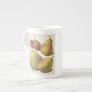 5 vintage pears illustrated bone china mug