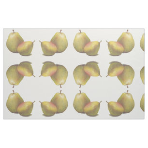 5 vintage pears illustrated textile fabric