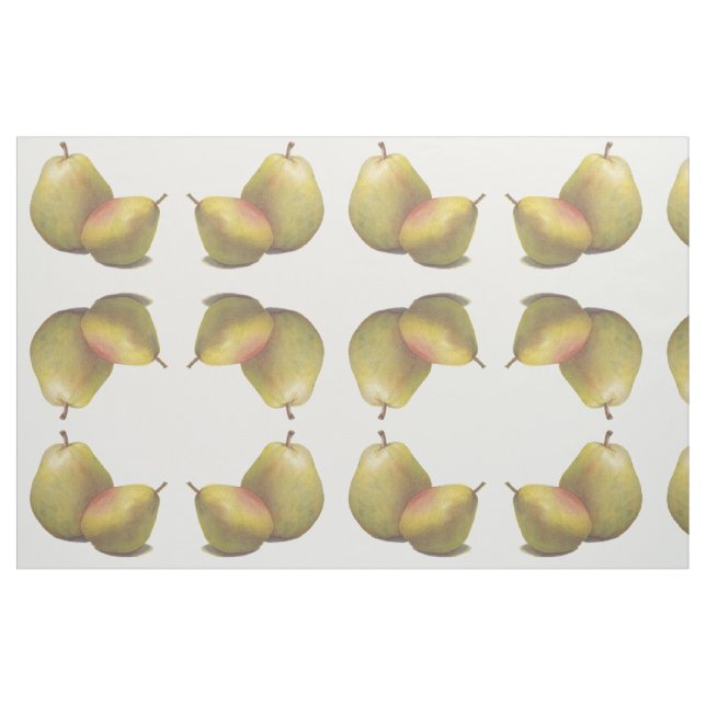 5 vintage pears illustrated textile fabric (Fat Quarter)