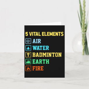5 Vital Elements Air Water Badminton Earth Fire Sh Card