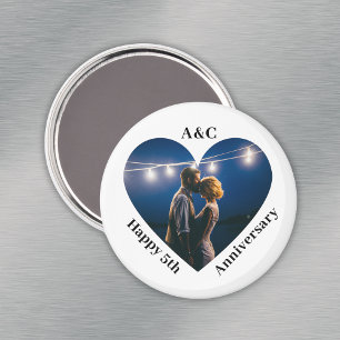 5 Wedding Anniversary Couple Keepsake Heart Photo Magnet