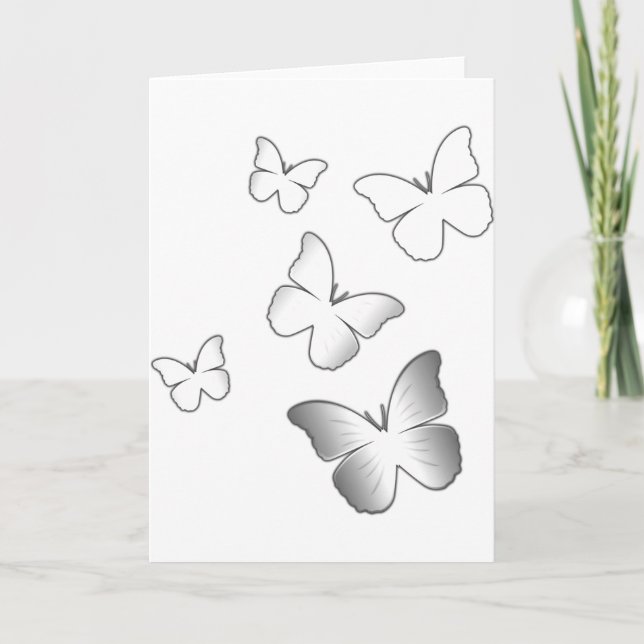 5 White Butterflies Card (Front)