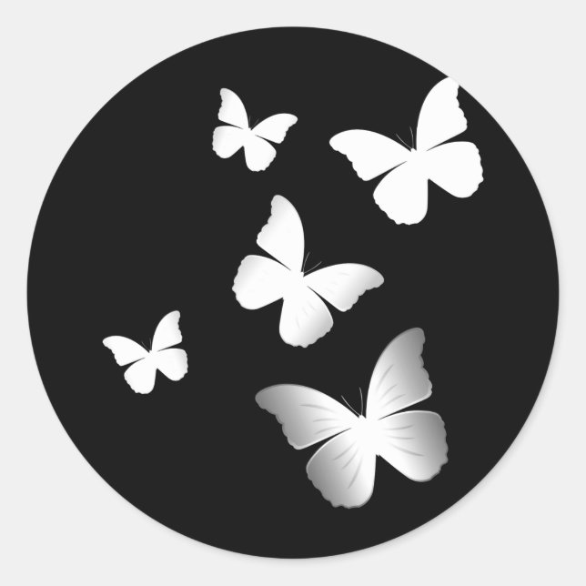 5 White Butterflies Classic Round Sticker (Front)