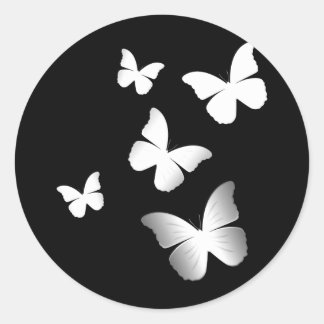5 White Butterflies Classic Round Sticker