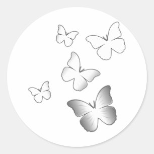 5 White Butterflies Classic Round Sticker