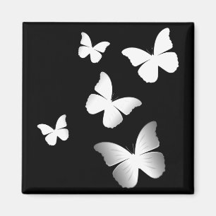 5 White Butterflies Magnet