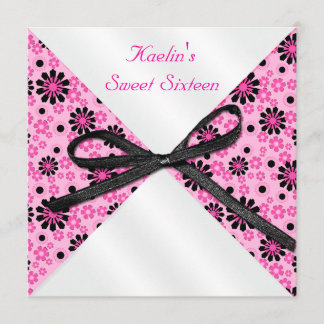 5"x5" Square Pink and Black Formal Invitation