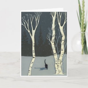 5"x7" Cat in Snow by Lucia Johnson, Blank inside Card