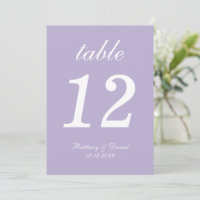 5"x7" Lavender Purple Wedding Big Table Number