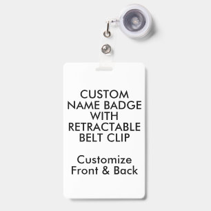 5" x 3" Custom Name Badge & Retractable Belt Clip ID Badge