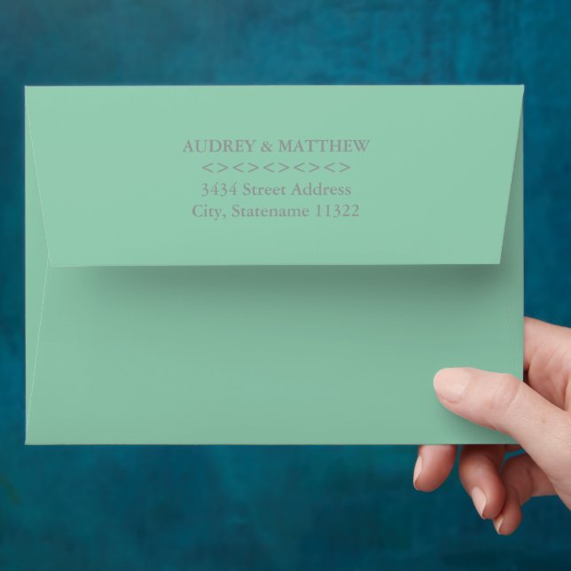 5 x 7 Antique Mint Green Envelope Return Address (Hand)