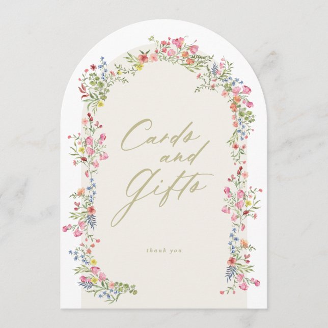 5 x 7 arch Cards & Gifts floral bridal shower sign (Front)