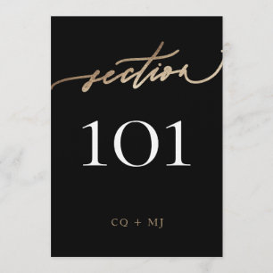 5 x 7" Black Gold Calligraphy Wedding Table Number