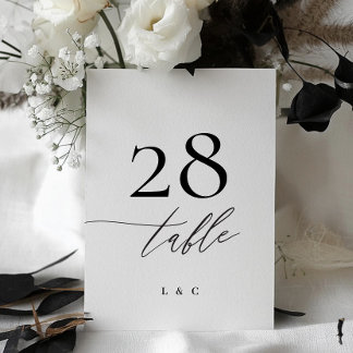 5 x 7 Black White Modern Wedding Table Number