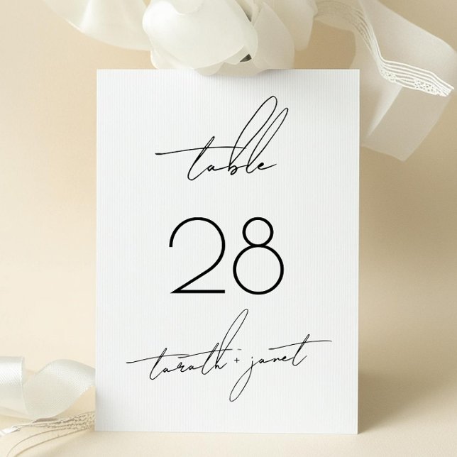 5 x 7 Black White Script Wedding Table Number (Creator Uploaded)