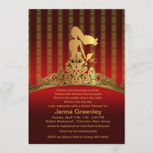 5" x 7" Bridal Princess Golden Crown Invitation
