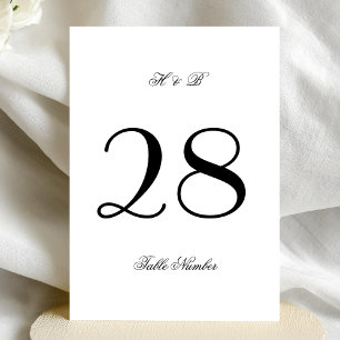 5 x 7 Classic White & Black Wedding Table Number