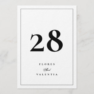 5 x 7 Elegant Black White Wedding Table Numbers