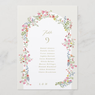5 X 7 floral arch Guest Names Wedding Table Number