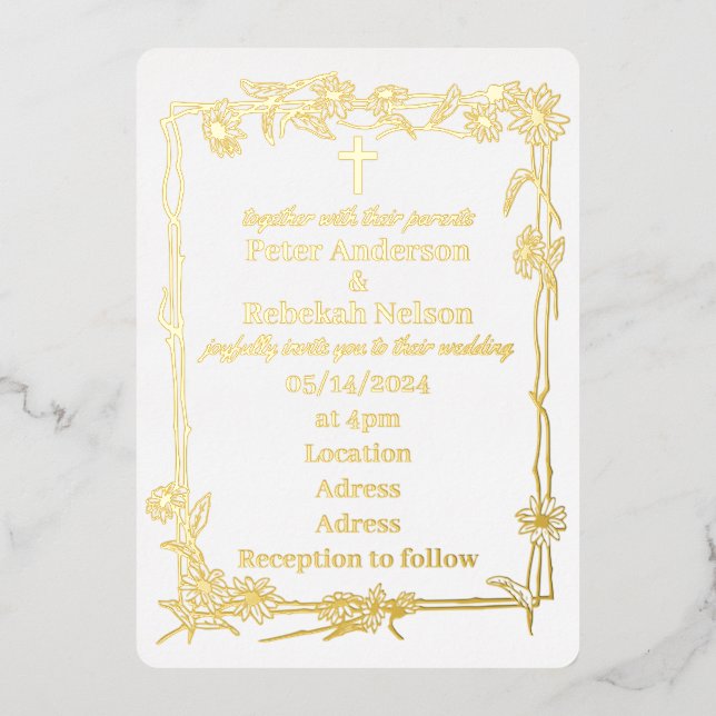 5" x 7" Foil Wedding Invitation (Front)