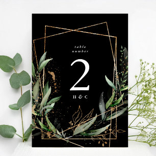 5 x 7 Gold Eucalyptus Black Premium Table Number