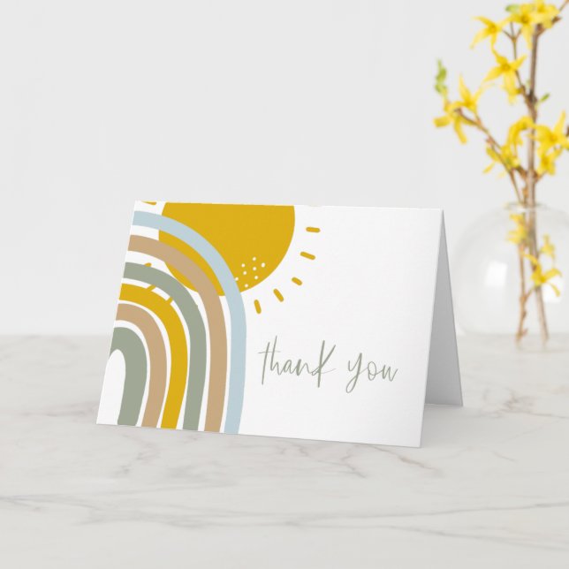 5 x 7 inch Sunshine Pastel Rainbow Thank you Card (Yellow Flower)