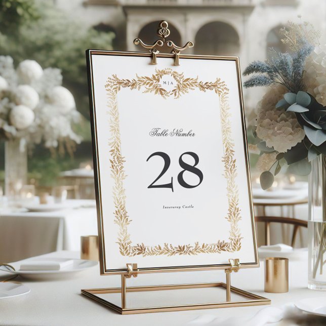 5 x 7  Monogram Gold Wreath Classic Table Numbers (Creator Uploaded)
