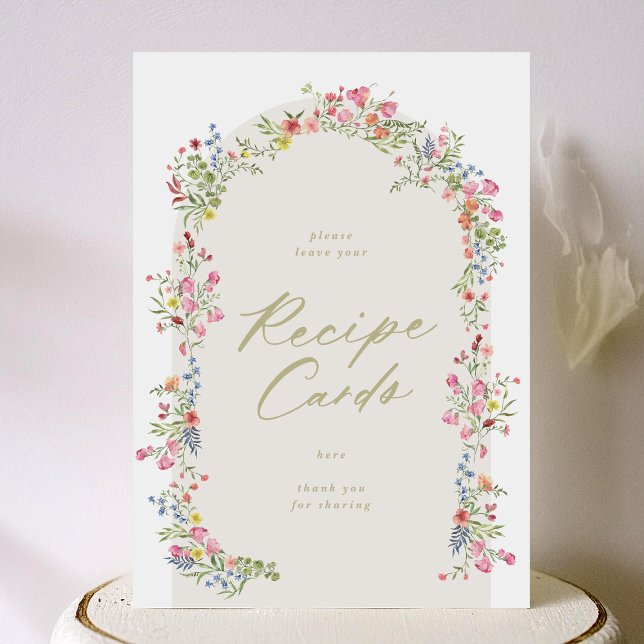 5 x 7 Recipe Cards floral arch bridal shower sign (Creator Uploaded)