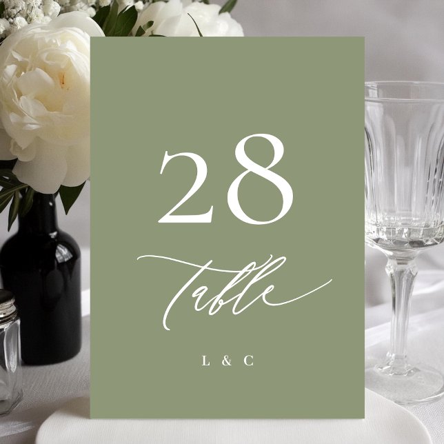 5 x 7 Sage Green Modern Calligraphy Table Numbers (Creator Uploaded)