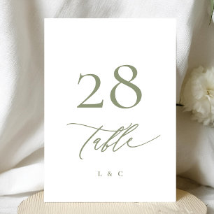 5 x 7 Sage Green White Modern Wedding Table Number