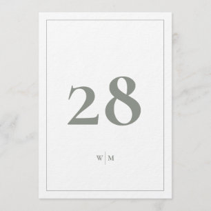 5 x 7 Sage Grey Frame White Wedding Table Numbers