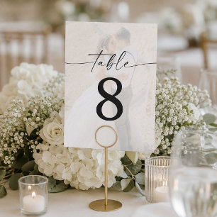 5 x 7 Script Modern Photo Wedding Table Numbers