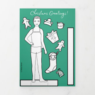 5" x 7" Trifold Christmas Paper Doll Card #1