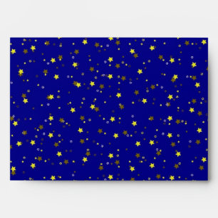 5 x 7 Vintage Blue Gold Star Return Address Envelope