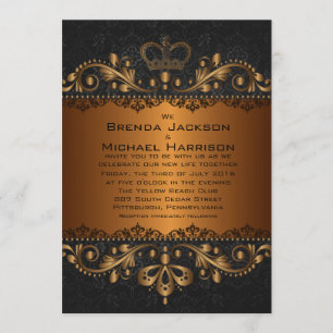 5" x 7"   Vintage Golden Damask Wedding Invitation