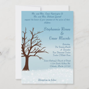 5 x 7 Wedding Invitation Twinkling Snow /Bare Tree